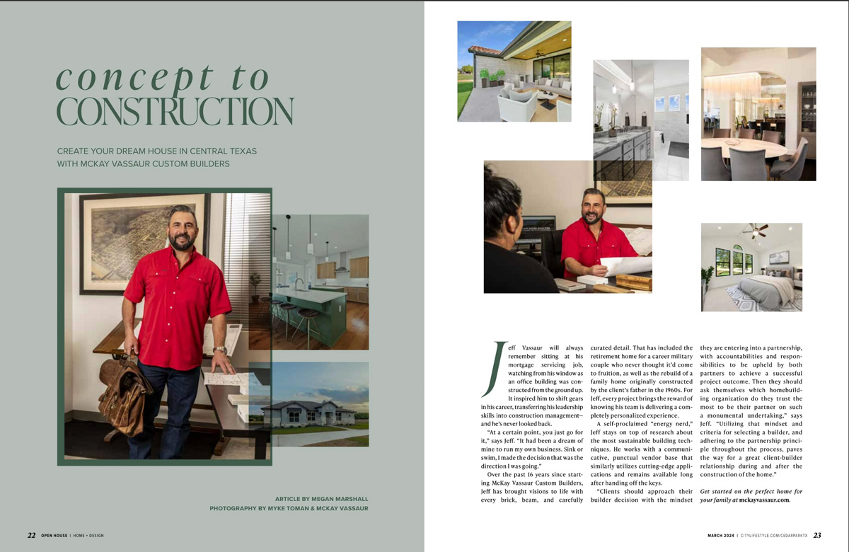 custom home builder concept to construction